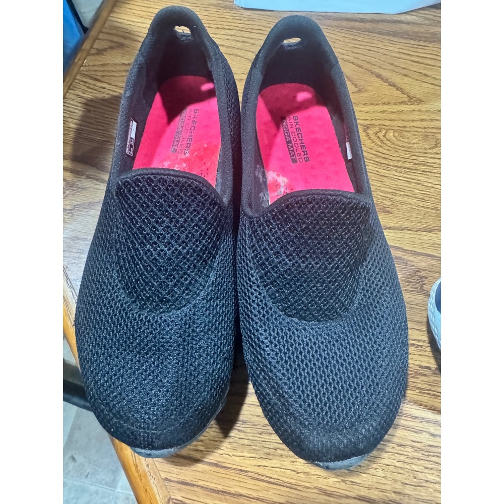 Skechers GoWalk Joy Womens Slip On‎ Walking Shoes Black Mesh Goga Mat Sneakers